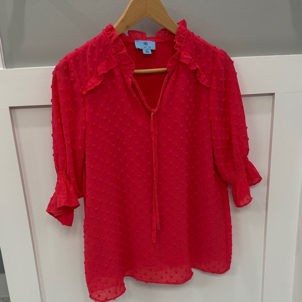 Cute Bright Pink Ruffled Women's Top